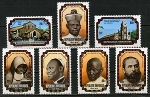 RWANDA 1976 FAMOUS PEOPLE/ROMAN CATHOLIC CHURCH SET OF 7 STAMPS MNH   - Picture 1 of 1