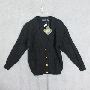 Vintage Hunters Run Sweatshirt Womens Medium Black Cardigan Grandma New - Picture 1 of 9