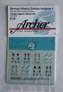 Insignias de vehículo de la división de infantería alemana Archer 1/35 Segunda Guerra Mundial #4 Ar35204 - Imagen 1 de 1