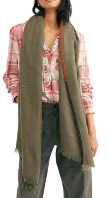 Free People Common Thread Blanket Stitch Scarf Sage, Multi-Color Stitching New - Image 1 of 4