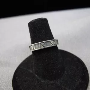 TIFFANY & CO. Sterling Silver Atlas Roman Numeral 4mm Band Ring SZ 6 3.2g C813 - Picture 1 of 9