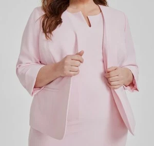 Kasper Women's Pink 3/4-Sleeve Open-Front Blazer Jacket Plus Size 16W - Picture 1 of 2