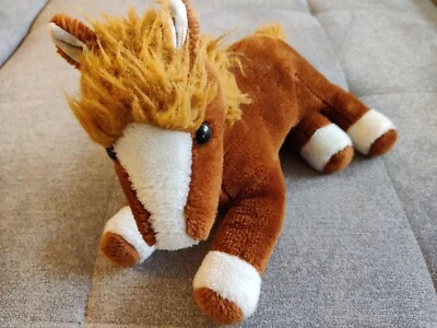 Plüsch Pferd weiches Stofftier Kuscheltier Pony liegend ca. 50 cm braun Simba - Bild 1 von 4