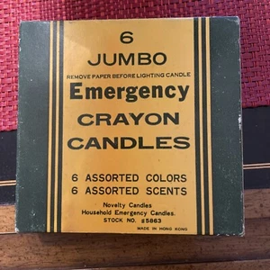 Vintage Novelty Household Emergency Candles 6 Jumbo Crayon Shaped Scented Candle - Picture 1 of 2