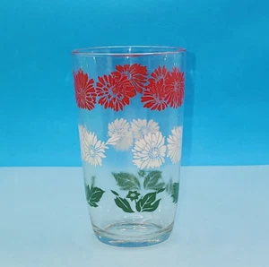 De colección. Hazel-Atlas, Rojo y Blanco Floral con Hojas Verdes Swig Vaso de Jugo - Imagen 1 de 8