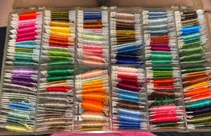200+ Embroidery Floss Cards In Organizer Box Used Gorgeous High Quality Thread - Picture 1 of 11