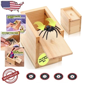 Holz Spinne Streich Box - Realistischer Sprungschreck Geschenk Halter - Erwachsene Kinder Gag Spielzeug - Bild 1 von 8