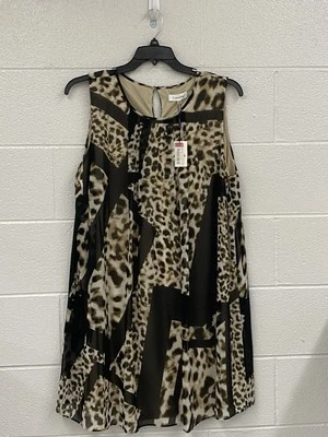 NWT Calvin Klein Animal Print Shift  Dress Women’s Plus Size 14W Sleeveless Y2K - Image 1 of 4