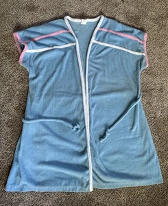Vintage Frottee Morgenmantel Badeanzug Überwurf hellblau Large Made in USA - Bild 1 von 8