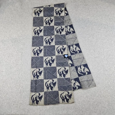 Sapphire Alpaca Scarf Buffalo Geometric Checkered Blue Gray Made in USA - Image 1 of 4