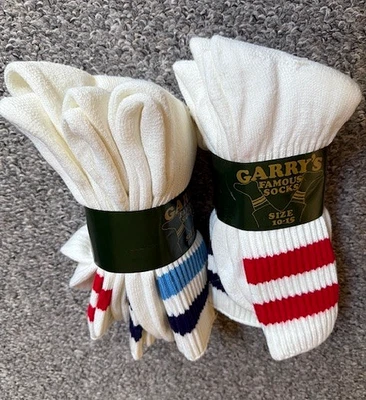 6 PARES DE CALCETINES GARRYS FAMOSOS De Colección ORLON Crew BLANCOS CON Rayas HECHOS EN EE. UU. Foto 1 de 3