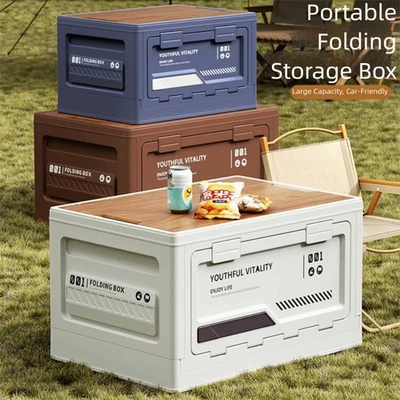 Wood Lids Camping Storage Box Large Capacity Organizer Box  Camping - Image 1 of 4