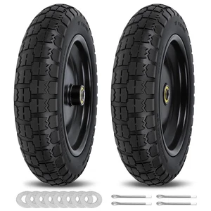 13 Inch Flat Free Wheels Tires 4.00-6 Solid Replacement with Universal 5/8" A... - Bild 1 von 6