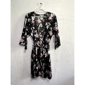 Sarah Bentley vintage floral satin robe women medium ethereal romantic coquette - Picture 1 of 6