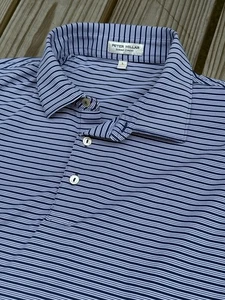 Peter Millar Summer Comfort Striped Golf Polo Mens Large Moisture Wicking - Picture 1 of 9