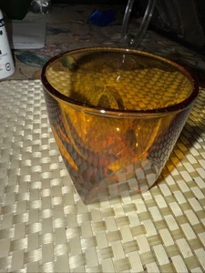 Hazel Atlas Jugo Ámbar Highball Vidrio 1 con Base Cuadrada Pesada 3.25 pulgadas de Alto - Imagen 1 de 4