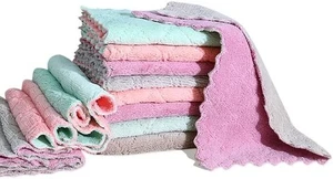 12 Pack Cleaning Cloth Kitchen Cloth, Dish Towels Super Absorbent Coral Velvet - Picture 1 of 5