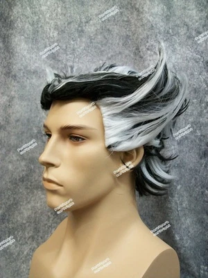 Black White Urban Vampire Wig Gothic Count Grandpa Munster Mad Hatter Wolverine - Image 1 of 4