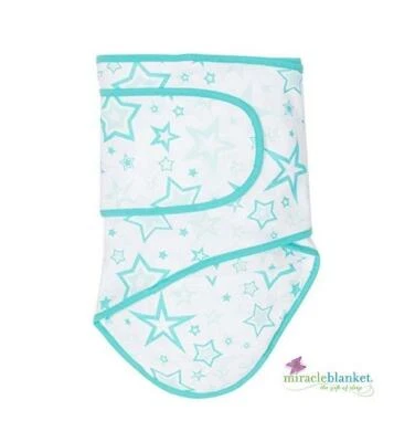 Miracle Blanket婴儿襁褓毯,Aqua Stars带水绿色装饰 — 第 1/4 张图片