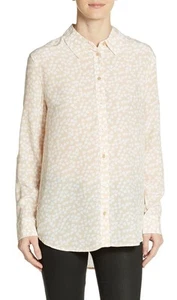 Equipment Reese Clean Silk Heart-Print Blouse Nude/Bright White S Nwt $268 - Picture 1 of 8