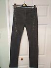 Used Vgc Versace Collection Black Skinny Jeans W 29 L 32 Zip Detail