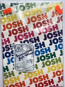 Vintage 80s NIP Stravina Personalized Name JOSH Gift Wrap Rainbow - Picture 1 of 4