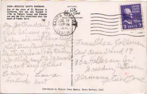 California Santa Monica 1945 machine 3c Jefferson Prexie PPC to Germany. - Picture 1 of 1
