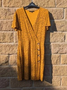 Beautiful mustard yellow leopard print dress size 14 - Picture 1 of 9