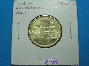 Spain 100 Pesetas Coin 2001 Lustrous High Grade KM-1016, Free S/H after 1st item - Picture 1 of 2