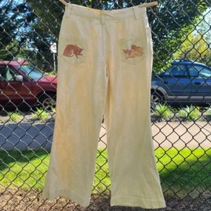 Vintage Denimites Cat Jeans Siamese Bermese pale yellow Juniors size 13 - Picture 1 of 8