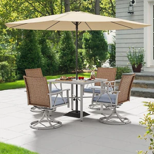 7 Patio Dining Set Outdoor Wicker Conversation Furniture Set dinner table chairs - Picture 1 of 50
