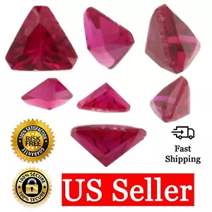 Loose Triangle Shape Cut Ruby CZ Stone Single Red Cubic Zirconia July Birthstone - Picture 1 of 36