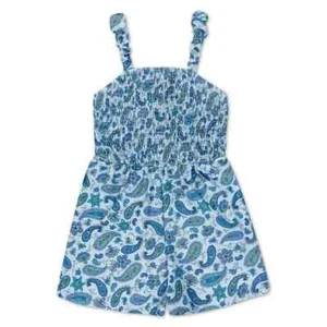 Speechless Big Girls Paisley Print Smocked Romper Sleeveless Light Blue M 8-10 - Picture 1 of 8
