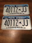 2001-2010 New York  State Commercial License Plates  Matching Pair! 40112 JJ