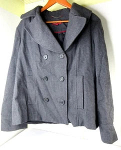 Merona Pea Coat Wool Blend Double Breast Button Gray Jacket Women's Size XXL - Picture 1 of 8