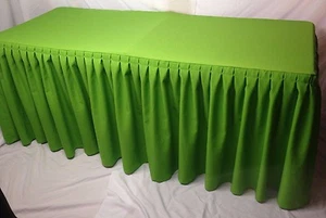 8' Fitted Polyester Double Pleated Table Skirting Cover w/Top Topper 21 COLORS - Picture 1 of 35