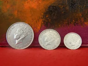 Monedas Chipre, Jorge VI, 4,5 y 9 y 18 piastras, 1938, juego de plata 0,925, EF - Imagen 1 de 7