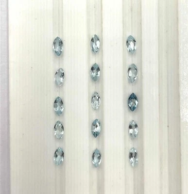 Lote de 137 piedras preciosas sueltas aguamarina natural corte marquesa 2*4 mm 10 CT Foto 1 de 4
