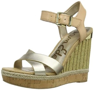NUEVAS Sandalias Sam Edelman 10.5 Arcilla Cuña Plataforma Natural Dorado Yute Corcho - Imagen 1 de 13