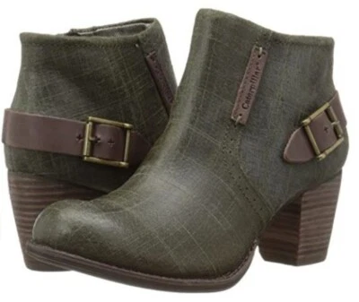 Botas occidentales al tobillo de cuero Caterpillar Annette oliva profundo para mujer talla 7 Foto 1 de 4