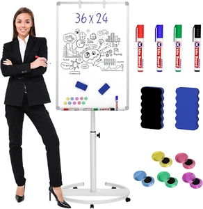 Mobile Whiteboard 36"X 24" Magnetic Dry Erase Board, Height Adjustable Standing - Picture 1 of 8