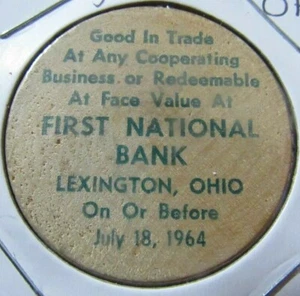 1964 Lexington, OH Area 150th Anniversary Wooden Nickel - Token Ohio Green - Bild 1 von 2