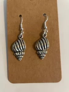 Fashion Nautical Dangle Drop Earrings Conch 3D Shell 925 Hooks - Picture 1 of 1