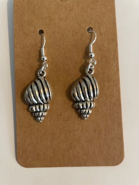 Moda Náutica Pendientes Colgantes Caracola 3D Shell 925 Ganchos Foto 1 de 1
