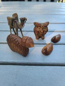 Vintage Hand Carved Wooden Owl, Camel, Sheep, Ducks - Picture 1 of 16