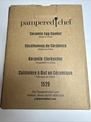 Pampered Chef Ceramic Egg Cooker #1529 Includes Lid and Instructions New - Image 1 of 4