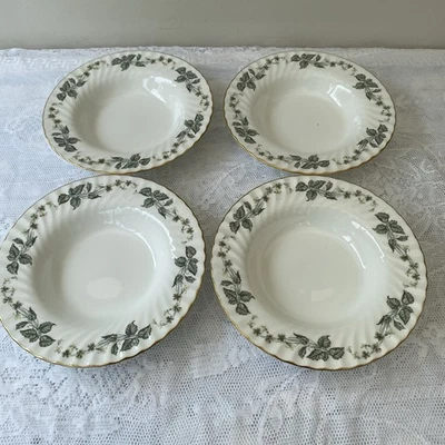 Set of 4 New Minton "Greenwood" Rimmed Soup, Dessert Bowls - Image 1 of 4