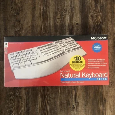 NEW Microsoft Natural Keyboard Elite PS/2 USB SEALED Ergonomic Split 286-00082 - Image 1 of 4