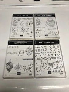 STAMPIN UP! Christmas Holiday Stamps Lot of 4 “Warm & toasty” FREE SHIPPING - Picture 1 of 5
