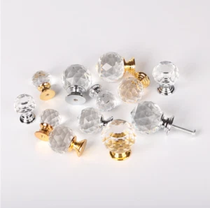 20/25mm Clear Crystal Ball Glass Door Pull Drawer Knob Handle Cabinet Furniture - Picture 1 of 8